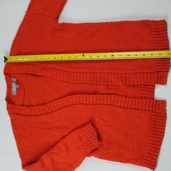 Marled Reunited Clothing 100% Cotton Knit Orange Textured 3/4 Sleeve Cardigan Sw - Picture 16 of 16